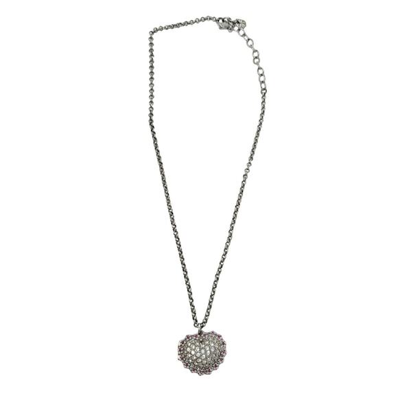 Swarovski Silver Tone Heart Locket Pendant Necklace Swarovski Photo Holder Gift - Picture 1 of 6